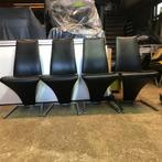 4 Rolf Benz 7800 design stoel modern leer zwart, Huis en Inrichting, Ophalen, Gebruikt, Zwart, Leer