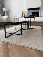 Salontafel eiken met 4 cm dik blad zwart, 100 tot 150 cm, Zo goed als nieuw, Rechthoekig, 50 tot 100 cm