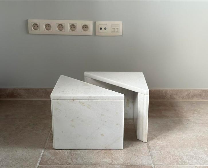 Sidetable set van marmer, up&up, Huis en Inrichting, Tafels | Sidetables, 25 tot 50 cm, Rond, Glas, Ophalen of Verzenden