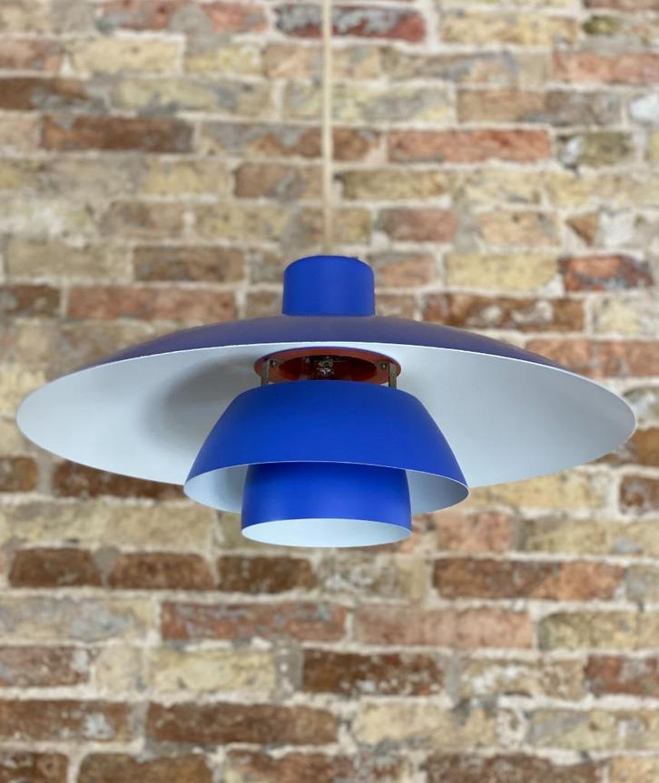 Louis Poulsen PH4 /3 by Poul Henningsen Blauw 1970s, Huis en Inrichting, Lampen | Hanglampen, Gebruikt, Metaal, Ophalen of Verzenden