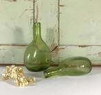 Set Franse groene glazen platte mandflessen (zonder mand), Antiek en Kunst, Ophalen of Verzenden