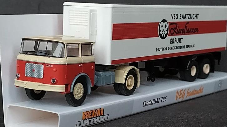 Skoda S706 veg Saatzucht Erfurt DDR 1:87 H0 Brekina Pol, Hobby en Vrije tijd, Modelauto's | 1:87, Nieuw, Bus of Vrachtwagen, Brekina