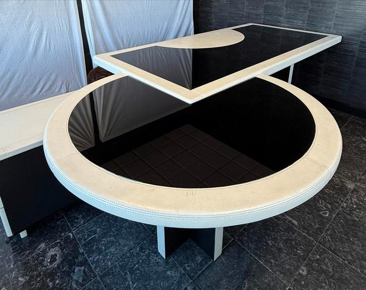 Zeer mooi en uniek  kantoorset zwart wit leer een topper, Huis en Inrichting, Bureaus, Zo goed als nieuw, Ophalen