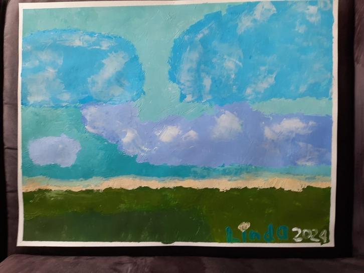 schilderij lucht 24, Antiek en Kunst, Kunst | Schilderijen | Modern, Ophalen of Verzenden
