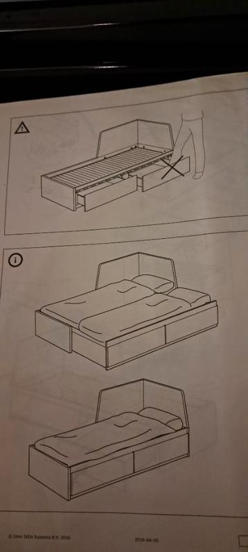 Ikea Flekke Bedbank met 2 lades, wit, 80x200 uitschuifbaar - afbeelding 6