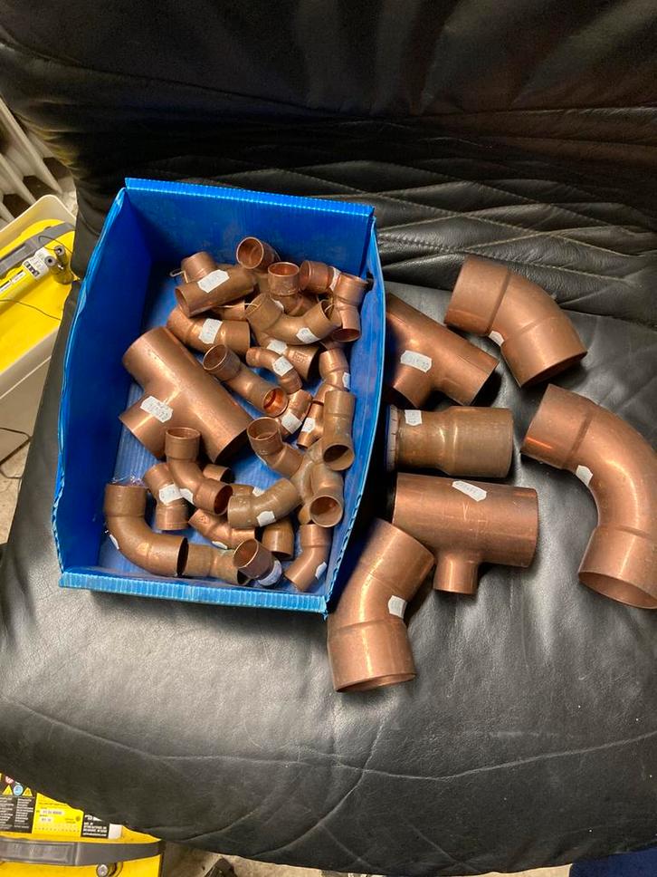 Koperen soldeerfittingen, Doe-het-zelf en Verbouw, Buizen en Afvoer, Nieuw, Overige typen, Overige materialen, Minder dan 2 meter