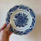 Vintage Antiek Wandbord met Bloemen Decor 22 cm Delfts Blauw, Ophalen of Verzenden