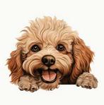 puppy labradoodle auto ,koelkast kliko sticker, Verzenden