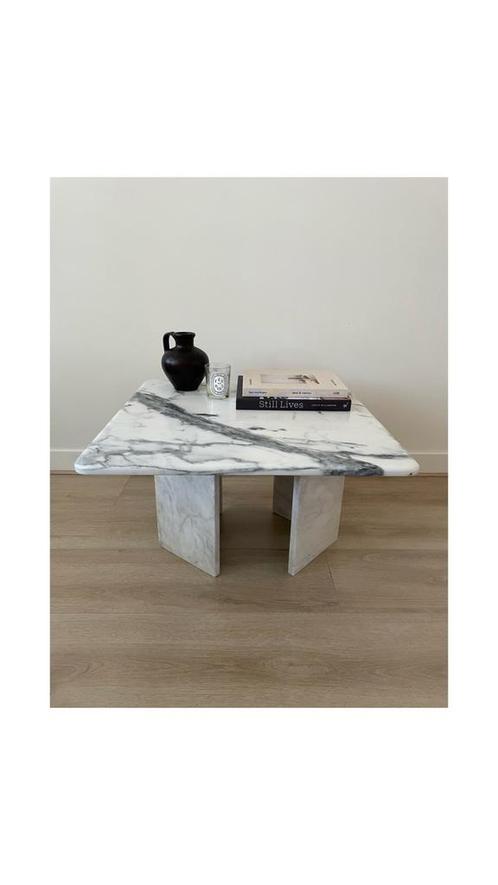 Vierkante marmeren salontafel, Huis en Inrichting, Tafels | Sidetables, Zo goed als nieuw, 25 tot 50 cm, 50 tot 100 cm, Rechthoekig