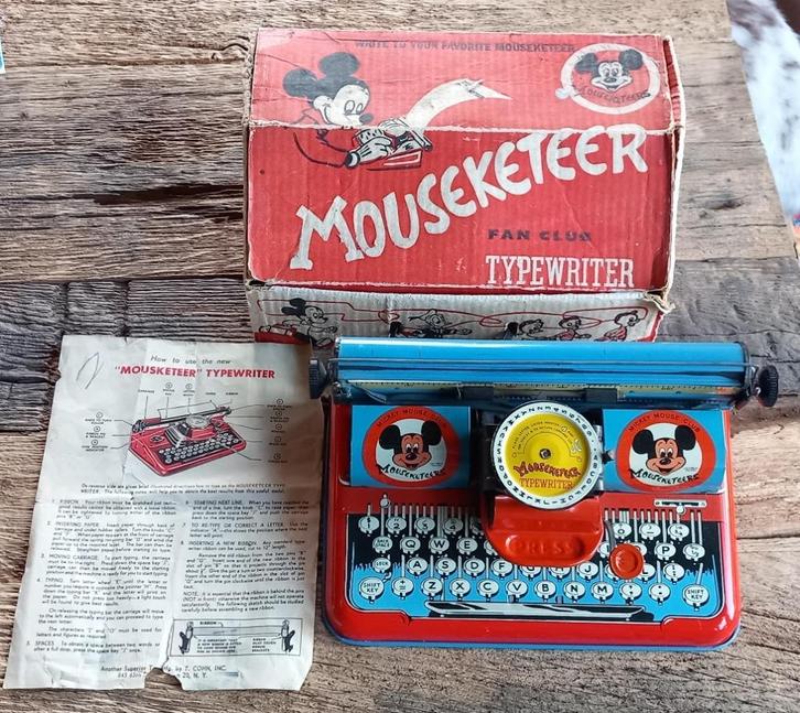 Disney Mouseketeer Fan Club blikken typemachine jaren 50, Verzamelen, Disney, Gebruikt, Overige typen, Mickey Mouse, Ophalen of Verzenden