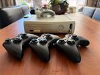 XBOX 360 wit met 4 controlers en 18 spellen, Ophalen, Zo goed als nieuw, Met 3 controllers of meer, 250 GB