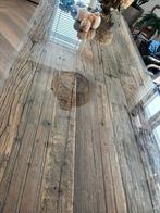 Grote eettafel met glasplaat, Huis en Inrichting, Tafels | Eettafels, Ophalen, 100 tot 150 cm, Rustiek, 200 cm of meer