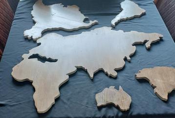 houten afbeeldingen ' de wereld' / wereldmap hout decoratie  beschikbaar voor biedingen