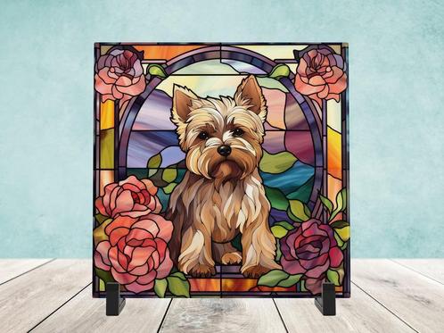 Yorkshire Terriër Glas in Lood tegel incl voet, Huis en Inrichting, Woonaccessoires | Overige, Nieuw, Ophalen of Verzenden
