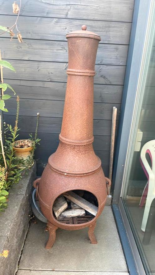 Tuinkachel met hout hok incl droog hout om te stoken, Tuin en Terras, Tuinhaarden, Gebruikt, Ophalen of Verzenden