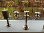 Mid Century Zilverkleurige Kandelaar - Kerstsfeer, Antiek en Kunst, Antiek | Kandelaars, Ophalen, Zilver