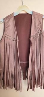 Te koop leuk Giletje met franjes, Kleding | Dames, Bodywarmers, Ophalen of Verzenden, Zo goed als nieuw, Maat 38/40 (M), Bruin