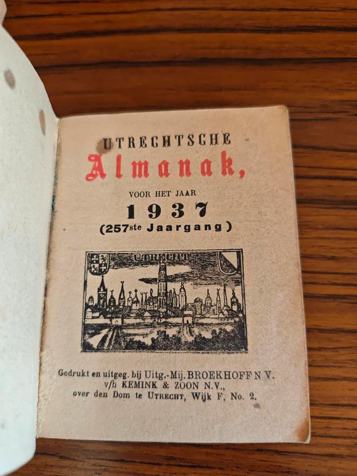 Utrechtse Almanak 1937 - Kemink & Zoon, Antiek en Kunst, Antiek | Boeken en Bijbels, Ophalen