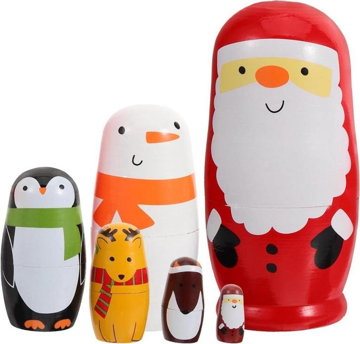 kerstman-matroesjka-poppen  6 stuks, Huis en Inrichting, Woonaccessoires | Wandplanken en Boekenplanken, Nieuw, Ophalen of Verzenden