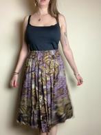 Vintage rok - print - 80’s - paars / groen - viscose - S/M, Kleding | Dames, Rokken, Paars, Ophalen of Verzenden, HGV, Vintage