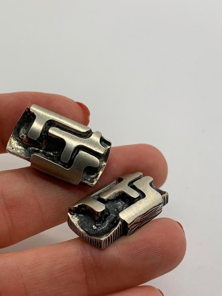 Z210 Prachtige zilveren manchetknopen brutalist, Sieraden, Tassen en Uiterlijk, Antieke sieraden, Manchetknopen, Zilver, Ophalen of Verzenden