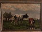 Landschap met Koeien gesigneerd L .Kesseler 1885 ., Ophalen of Verzenden