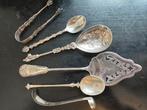 Antiek zilver 104 gram lepels taartschep suikertang 1 koop, Ophalen of Verzenden, Zilver