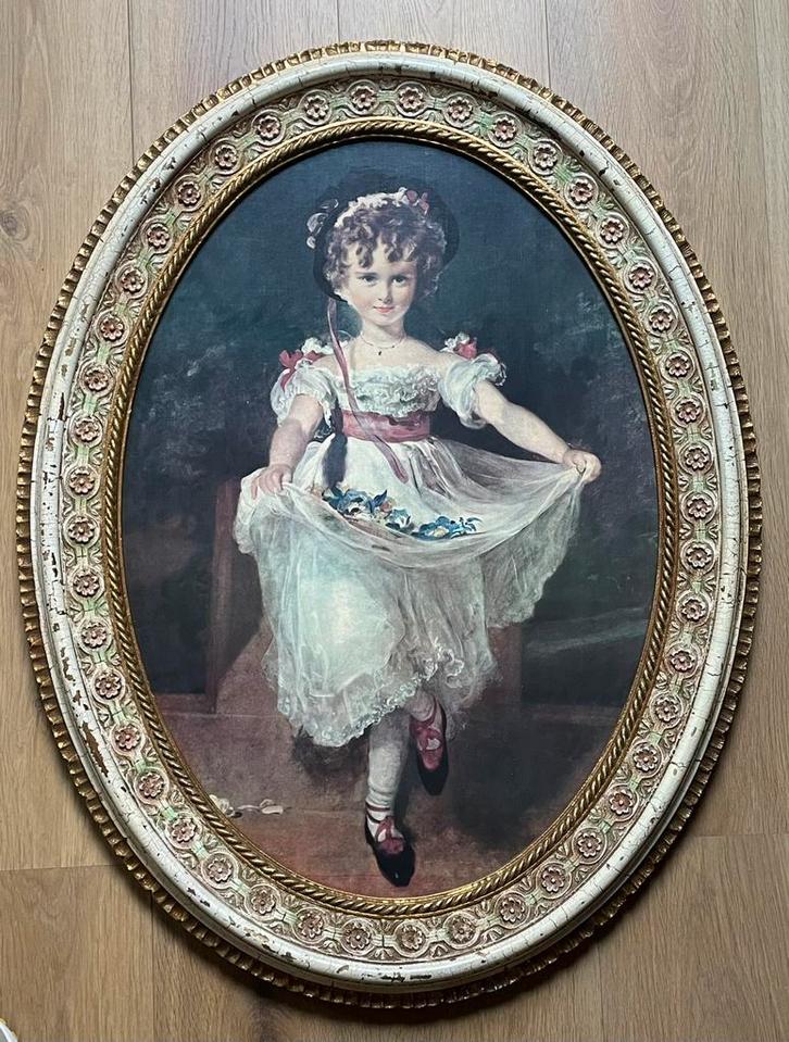 Grote ovale lijst met prent Miss Murray van Sir Lawrence, Antiek en Kunst, Kunst | Schilderijen | Klassiek, Ophalen