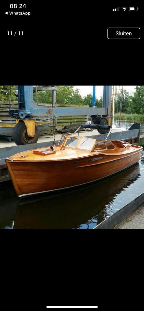 Petterson houten sloep uit 1920., Watersport en Boten, Sloepen, Zo goed als nieuw, Tot 10 pk, 3 tot 6 meter, Buitenboordmotor