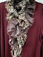 Romano twisted sjaal met leopard print chocoladebruin beige, Romano, Verzenden, Maat 46/48 (XL) of groter, Zo goed als nieuw
