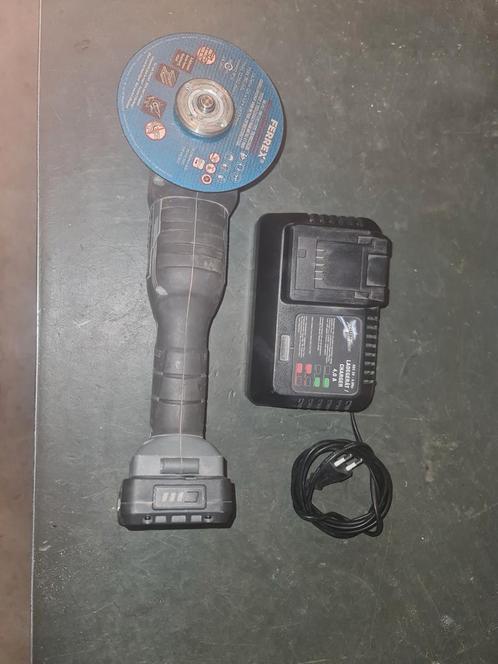 Ferrex Accu Haakse Slijper 20V met Lader, Doe-het-zelf en Verbouw, Gereedschap | Slijpmachines, Gebruikt, Haakse handslijpmachine