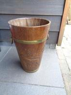 Grote houten bak / paraplubak met koperen banden., Antiek en Kunst, Ophalen of Verzenden