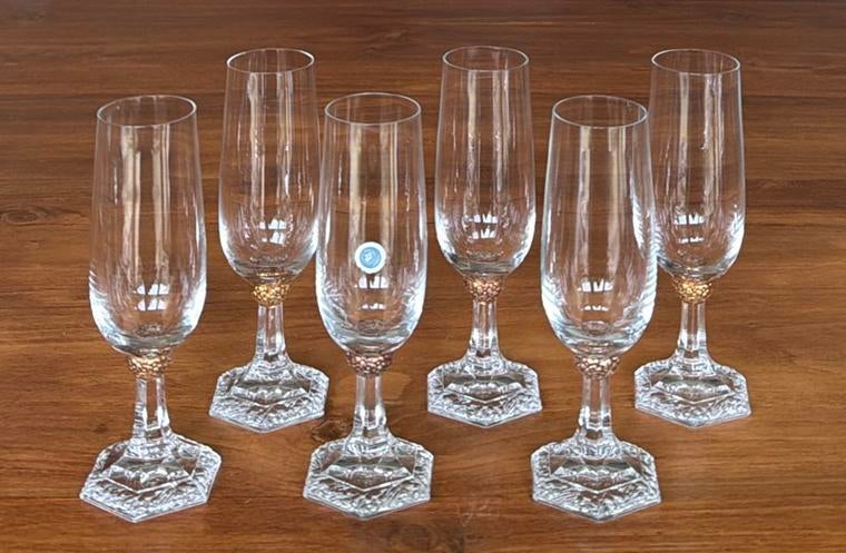 6 Rosenthal Classic Rose Gold flutes, Ophalen of Verzenden, Zo goed als nieuw, Overige typen