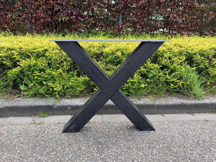 Stalen kruispoten, X poten, industriele tafelpoten, zwart, Huis en Inrichting, Tafels | Eettafels, Nieuw, Metaal, Ophalen of Verzenden