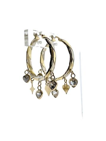 Bicolor Gouden Creolen Bedeltjes Cubic Zirkonia - 3 cm beschikbaar voor biedingen