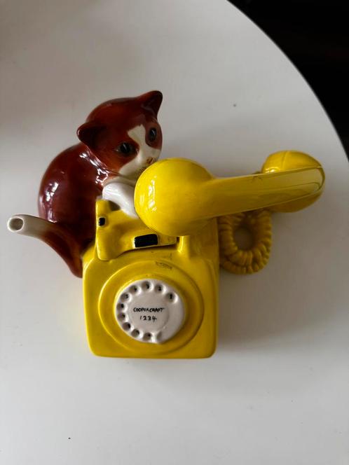 Vintage Coopercraft theepot met kat & telefoon, Antiek en Kunst, Antiek | Keramiek en Aardewerk, Ophalen of Verzenden