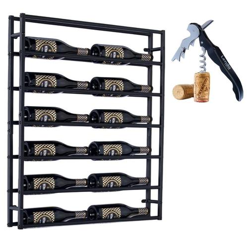 Wijnrek | 12 flessen | Wandmontage | Staal | Aan de muur, Huis en Inrichting, Woonaccessoires | Wijnrekken, Nieuw, 75 cm of meer