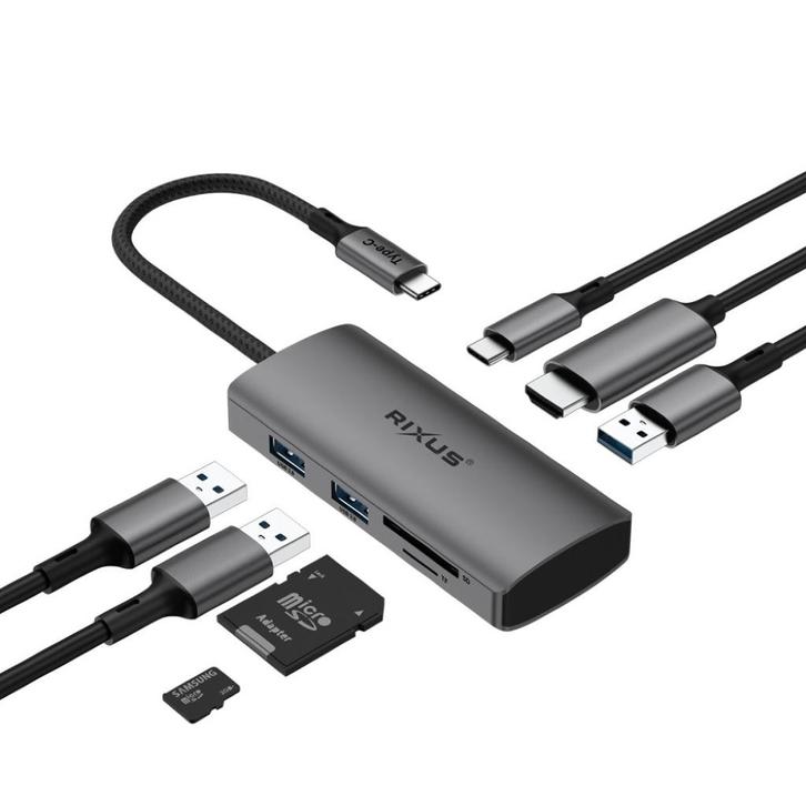 Rixus RXHU10 USB-C to HDMI Adapter & Docking Station – Nieuw, Computers en Software, Dockingstations, Nieuw, Docking station, Laptop