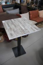 Vierkante bartafel statafel metaal melamine houtlook 70 x 70, Huis en Inrichting, Barkrukken, Ophalen, Zo goed als nieuw, Metaal