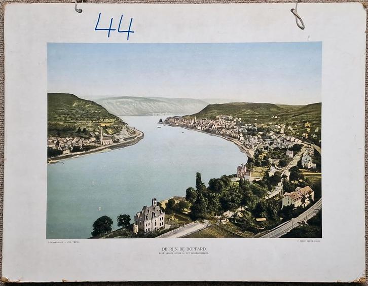 De Rijn bij Boppard. Een groote rivier in het Middelgebergte, Antiek en Kunst, Antiek | Schoolplaten, Geschiedenis, Ophalen