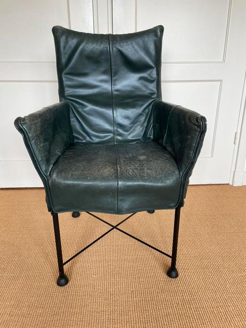 Montis stoel Charlie Gerard vd Berg donkergroen leder, Huis en Inrichting, Fauteuils, Gebruikt, Leer, Ophalen