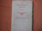 HILLMAN MINX mark V instructieboek, Auto diversen, Ophalen of Verzenden