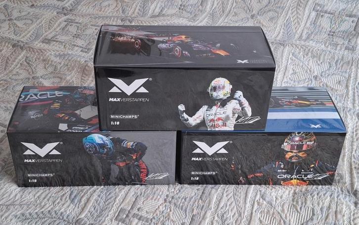 Max Verstappen 1:18 auto's Miami, Austin en Las Vegas 2023., Verzamelen, Automerken, Motoren en Formule 1, Nieuw, Formule 1, Ophalen
