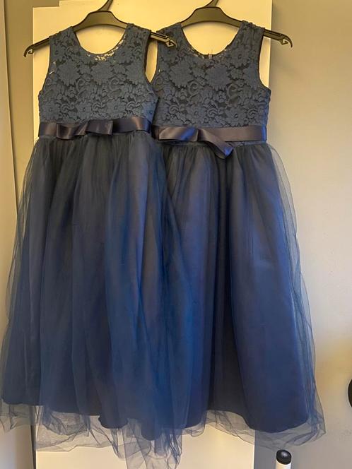 Bruidsmeisje  marine blauwe jurk tweeling, Kinderen en Baby's, Kinderkleding | Maat 140, Zo goed als nieuw, Meisje, Jurk of Rok