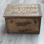 Antieke houten turf / hout kist met koper beslagen, Antiek en Kunst, Ophalen