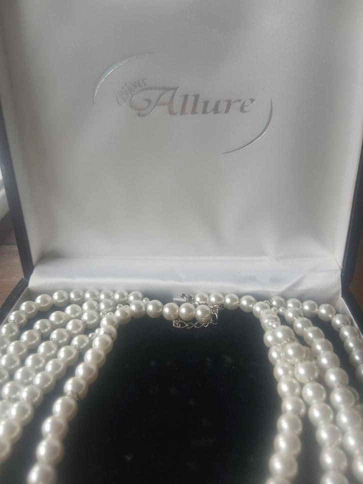 Parelketting 5 rijen - Verstelbaar!, Sieraden, Tassen en Uiterlijk, Kettingen, Zo goed als nieuw, Overige materialen, Wit, Verstelbaar