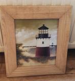 Vuurtoren foto in een houten lijst, Minder dan 50 cm, Ophalen of Verzenden, Zo goed als nieuw, Minder dan 50 cm