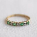 Vintage 9ct goud eternity ring smaragd emerald diamant 16,75, Ophalen of Verzenden, Met edelsteen, Dame, Goud