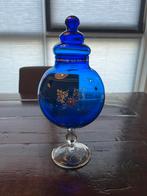 Kobaltblauwe glazen pot met deksel, Ophalen of Verzenden
