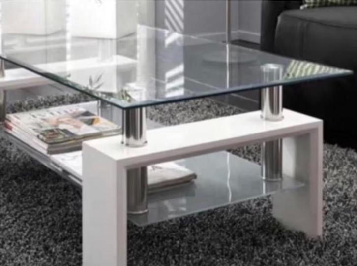 Salontafel 'Alana' Hoogglans Wit z.s..m, Huis en Inrichting, Tafels | Salontafels, Gebruikt, 50 tot 75 cm, 50 tot 100 cm, 100 tot 150 cm